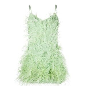 CULT GAIA ZARIAH MINI DRESS - GREEN FEATHER MINI DRESS